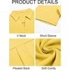 image:imageImily Bela Womens Short Sleeve Polo Shirts V Neck Collared TopsYellow