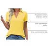 image:imageImily Bela Womens Short Sleeve Polo Shirts V Neck Collared TopsYellow