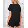image:imageImily Bela Womens Summer 2 Piece Short Lounge Sets  Short Sleeve Tops and Shorts Set Airport Travel OutfitsBlack