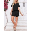 image:imageImily Bela Womens Summer 2 Piece Short Lounge Sets  Short Sleeve Tops and Shorts Set Airport Travel OutfitsBlack