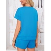 image:imageImily Bela Womens Summer 2 Piece Short Lounge Sets  Short Sleeve Tops and Shorts Set Airport Travel OutfitsBlue