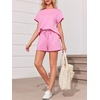 image:imageImily Bela Womens Summer 2 Piece Short Lounge Sets  Short Sleeve Tops and Shorts Set Airport Travel OutfitsPink
