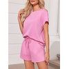 image:imageImily Bela Womens Summer 2 Piece Short Lounge Sets  Short Sleeve Tops and Shorts Set Airport Travel OutfitsPink