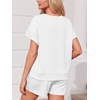 image:imageImily Bela Womens Summer 2 Piece Short Lounge Sets  Short Sleeve Tops and Shorts Set Airport Travel OutfitsWhite