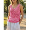 image:imageImily Bela Womens Summer Crochet Tank Tops Knit Sleeveless Sweater Vest  Boho Scoop Neck Tops Casual Hollow Out Beach Cover Ups Country Concert Outfits Vacation Resort Wear Loose FitBright Pink