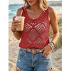 image:imageImily Bela Womens Summer Crochet Tank Tops Knit Sleeveless Sweater Vest  Boho Scoop Neck Tops Casual Hollow Out Beach Cover Ups Country Concert Outfits Vacation Resort Wear Loose FitRed