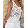 image:imageImily Bela Womens Summer Crochet Tank Tops Knit Sleeveless Sweater Vest  Boho Scoop Neck Tops Casual Hollow Out Beach Cover Ups Country Concert Outfits Vacation Resort Wear Loose FitWhite