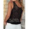 image:imageImily Bela Womens Summer Crochet Tank Tops Knit Sleeveless Sweater Vest  Boho Scoop Neck Tops Casual Hollow Out Beach Cover Ups Country Concert Outfits Vacation Resort Wear Loose FitBlack