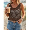 image:imageImily Bela Womens Summer Crochet Tank Tops Knit Sleeveless Sweater Vest  Boho Scoop Neck Tops Casual Hollow Out Beach Cover Ups Country Concert Outfits Vacation Resort Wear Loose FitCoffee