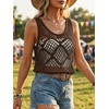 image:imageImily Bela Womens Summer Crochet Tank Tops Knit Sleeveless Sweater Vest  Boho Scoop Neck Tops Casual Hollow Out Beach Cover Ups Country Concert Outfits Vacation Resort Wear Loose FitCoffee