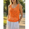 image:imageImily Bela Womens Summer Crochet Tank Tops Knit Sleeveless Sweater Vest  Boho Scoop Neck Tops Casual Hollow Out Beach Cover Ups Country Concert Outfits Vacation Resort Wear Loose FitOrange