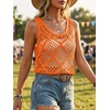 image:imageImily Bela Womens Summer Crochet Tank Tops Knit Sleeveless Sweater Vest  Boho Scoop Neck Tops Casual Hollow Out Beach Cover Ups Country Concert Outfits Vacation Resort Wear Loose FitOrange