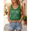 image:imageImily Bela Womens Summer Crochet Tank Tops Knit Sleeveless Sweater Vest  Boho Scoop Neck Tops Casual Hollow Out Beach Cover Ups Country Concert Outfits Vacation Resort Wear Loose FitGreen