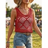 image:imageImily Bela Womens Summer Crochet Tank Tops Knit Sleeveless Sweater Vest  Boho Scoop Neck Tops Casual Hollow Out Beach Cover Ups Country Concert Outfits Vacation Resort Wear Loose FitRed