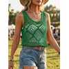 image:imageImily Bela Womens Summer Crochet Tank Tops Knit Sleeveless Sweater Vest  Boho Scoop Neck Tops Casual Hollow Out Beach Cover Ups Country Concert Outfits Vacation Resort Wear Loose FitGreen