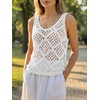 image:imageImily Bela Womens Summer Crochet Tank Tops Knit Sleeveless Sweater Vest  Boho Scoop Neck Tops Casual Hollow Out Beach Cover Ups Country Concert Outfits Vacation Resort Wear Loose FitWhite