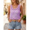 image:imageImily Bela Womens Summer Crochet Tank Tops Knit Sleeveless Sweater Vest  Boho Scoop Neck Tops Casual Hollow Out Beach Cover Ups Country Concert Outfits Vacation Resort Wear Loose FitPurple