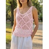 image:imageImily Bela Womens Summer Crochet Tank Tops Knit Sleeveless Sweater Vest  Boho Scoop Neck Tops Casual Hollow Out Beach Cover Ups Country Concert Outfits Vacation Resort Wear Loose FitPink