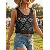 image:imageImily Bela Womens Summer Crochet Tank Tops Knit Sleeveless Sweater Vest  Boho Scoop Neck Tops Casual Hollow Out Beach Cover Ups Country Concert Outfits Vacation Resort Wear Loose FitBlack