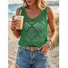 image:imageImily Bela Womens Summer Crochet Tank Tops Knit Sleeveless Sweater Vest  Boho Scoop Neck Tops Casual Hollow Out Beach Cover Ups Country Concert Outfits Vacation Resort Wear Loose FitGreen