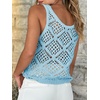 image:imageImily Bela Womens Summer Crochet Tank Tops Knit Sleeveless Sweater Vest  Boho Scoop Neck Tops Casual Hollow Out Beach Cover Ups Country Concert Outfits Vacation Resort Wear Loose FitSky Blue