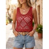 image:imageImily Bela Womens Summer Crochet Tank Tops Knit Sleeveless Sweater Vest  Boho Scoop Neck Tops Casual Hollow Out Beach Cover Ups Country Concert Outfits Vacation Resort Wear Loose FitRed