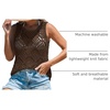 image:imageImily Bela Womens Summer Crochet Tank Tops Knit Sleeveless Sweater Vest  Boho Scoop Neck Tops Casual Hollow Out Beach Cover Ups Country Concert Outfits Vacation Resort Wear Loose FitCoffee