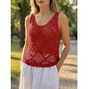 image:imageImily Bela Womens Summer Crochet Tank Tops Knit Sleeveless Sweater Vest  Boho Scoop Neck Tops Casual Hollow Out Beach Cover Ups Country Concert Outfits Vacation Resort Wear Loose FitRed