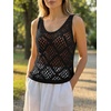 image:imageImily Bela Womens Summer Crochet Tank Tops Knit Sleeveless Sweater Vest  Boho Scoop Neck Tops Casual Hollow Out Beach Cover Ups Country Concert Outfits Vacation Resort Wear Loose FitBlack
