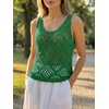 image:imageImily Bela Womens Summer Crochet Tank Tops Knit Sleeveless Sweater Vest  Boho Scoop Neck Tops Casual Hollow Out Beach Cover Ups Country Concert Outfits Vacation Resort Wear Loose FitGreen