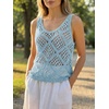 image:imageImily Bela Womens Summer Crochet Tank Tops Knit Sleeveless Sweater Vest  Boho Scoop Neck Tops Casual Hollow Out Beach Cover Ups Country Concert Outfits Vacation Resort Wear Loose FitSky Blue