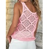 image:imageImily Bela Womens Summer Crochet Tank Tops Knit Sleeveless Sweater Vest  Boho Scoop Neck Tops Casual Hollow Out Beach Cover Ups Country Concert Outfits Vacation Resort Wear Loose FitPink