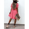 image:imageImily Bela Womens Summer Lace Dresses Eyelet Casual Flowy Babydoll Dress  Swing Short Sleeve V Neck Tunic DressMiniBeachVacationPartyOutdoorBohoLooseRuffle HemShort Puff SleeveRed