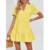 image:imageImily Bela Womens Summer Lace Dresses Eyelet Casual Flowy Babydoll Dress  Swing Short Sleeve V Neck Tunic DressMiniBeachVacationPartyOutdoorBohoLooseRuffle HemShort Puff SleeveLemon Tellow