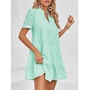 image:imageImily Bela Womens Summer Lace Dresses Eyelet Casual Flowy Babydoll Dress  Swing Short Sleeve V Neck Tunic DressMiniBeachVacationPartyOutdoorBohoLooseRuffle HemShort Puff SleeveLight Green1