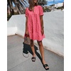 image:imageImily Bela Womens Summer Lace Dresses Eyelet Casual Flowy Babydoll Dress  Swing Short Sleeve V Neck Tunic DressMiniBeachVacationPartyOutdoorBohoLooseRuffle HemShort Puff SleeveRed