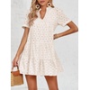 image:imageImily Bela Womens Summer Lace Dresses Eyelet Casual Flowy Babydoll Dress  Swing Short Sleeve V Neck Tunic DressMiniBeachVacationPartyOutdoorBohoLooseRuffle HemShort Puff SleeveBeige