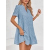 image:imageImily Bela Womens Summer Lace Dresses Eyelet Casual Flowy Babydoll Dress  Swing Short Sleeve V Neck Tunic DressMiniBeachVacationPartyOutdoorBohoLooseRuffle HemShort Puff SleeveWathet