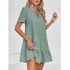 image:imageImily Bela Womens Summer Lace Dresses Eyelet Casual Flowy Babydoll Dress  Swing Short Sleeve V Neck Tunic DressMiniBeachVacationPartyOutdoorBohoLooseRuffle HemShort Puff SleeveLight Green