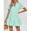 image:imageImily Bela Womens Summer Lace Dresses Eyelet Casual Flowy Babydoll Dress  Swing Short Sleeve V Neck Tunic DressMiniBeachVacationPartyOutdoorBohoLooseRuffle HemShort Puff SleeveLight Green1