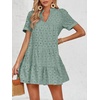 image:imageImily Bela Womens Summer Lace Dresses Eyelet Casual Flowy Babydoll Dress  Swing Short Sleeve V Neck Tunic DressMiniBeachVacationPartyOutdoorBohoLooseRuffle HemShort Puff SleeveLight Green