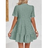 image:imageImily Bela Womens Summer Lace Dresses Eyelet Casual Flowy Babydoll Dress  Swing Short Sleeve V Neck Tunic DressMiniBeachVacationPartyOutdoorBohoLooseRuffle HemShort Puff SleeveLight Green