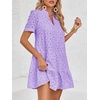 image:imageImily Bela Womens Summer Lace Dresses Eyelet Casual Flowy Babydoll Dress  Swing Short Sleeve V Neck Tunic DressMiniBeachVacationPartyOutdoorBohoLooseRuffle HemShort Puff SleeveViolet