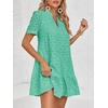 image:imageImily Bela Womens Summer Lace Dresses Eyelet Casual Flowy Babydoll Dress  Swing Short Sleeve V Neck Tunic DressMiniBeachVacationPartyOutdoorBohoLooseRuffle HemShort Puff SleeveGreen