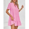 image:imageImily Bela Womens Summer Lace Dresses Eyelet Casual Flowy Babydoll Dress  Swing Short Sleeve V Neck Tunic DressMiniBeachVacationPartyOutdoorBohoLooseRuffle HemShort Puff SleeveBright Pink