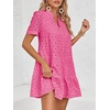 image:imageImily Bela Womens Summer Lace Dresses Eyelet Casual Flowy Babydoll Dress  Swing Short Sleeve V Neck Tunic DressMiniBeachVacationPartyOutdoorBohoLooseRuffle HemShort Puff SleeveRose Red
