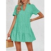 image:imageImily Bela Womens Summer Lace Dresses Eyelet Casual Flowy Babydoll Dress  Swing Short Sleeve V Neck Tunic DressMiniBeachVacationPartyOutdoorBohoLooseRuffle HemShort Puff SleeveGreen