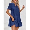image:imageImily Bela Womens Summer Lace Dresses Eyelet Casual Flowy Babydoll Dress  Swing Short Sleeve V Neck Tunic DressMiniBeachVacationPartyOutdoorBohoLooseRuffle HemShort Puff SleeveNavy