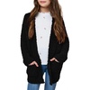 image:imageImily Bela Girls Cardigan Open Front Popcorn Knit Long Sleeve Sweaters Coat  Oversized Fuzzy Knit Outwear with Pockets Warm Winter CardigansBlack