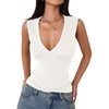 image:imageImily Bela Womens Sexy Plunge Deep V Neck Going Out Tank Top Summer Sleeveless Slim Fitted Workout Tops White